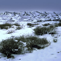 Verschneite Wüstenlandschaft im Iran